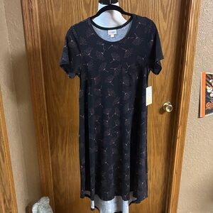 LuLaRoe Black Midi Dress with Mauve Floral Print